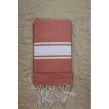 Fouta plate rose saumon rayures blanches (1x2m)