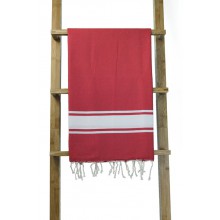 Fouta plate rouge rayures blanches