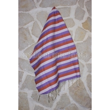 Fouta fantaisie  marron, rose et violet (100x200 cm)