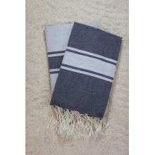 Duo foutas gris&gris clair (1x2m) 1 fouta gris clair, rayures gris anthracite 1 fouta gris anthracite, rayures grises clair 