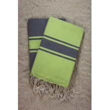 Duo de foutas gris & vert wasabi (1x2m) 1 fouta gris, rayures vert wasabi 1 fouta vert wasabi, rayures grises 