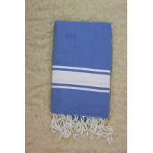 Fouta plate bleu breton rayures blanches