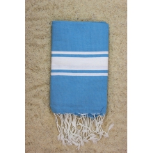 Fouta plate bleu piscine rayures blanches (1x2m)