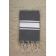 Fouta plate gris anthracite rayures blanches (1x2m)