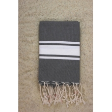 Fouta plate gris anthracite rayures blanches (1x2m)