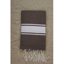 Fouta plate brun rayures blanches (1x2m)