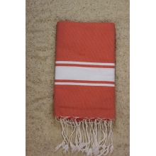 Fouta plate orange sanguine rayures blanches (1x2m)