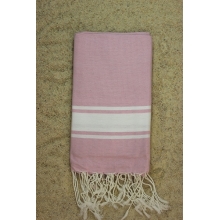 Fouta plate rose dragée rayures blanches (1x2m)