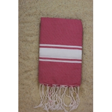 Fouta plate rose fushia rayures blanches (1x2m)