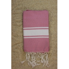 Fouta plate rose bonbon rayures blanches (1x2m)