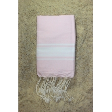 Fouta plate rose pâle rayures blanches (1x2m)