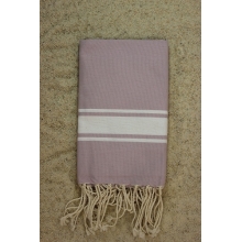 Fouta plate vieux rose rayures blanches (1x2m)