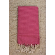 Fouta nid d'abeille unie rose magenta (1x2m)