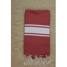 Fouta plate rouge brique rayures blanches (1x2m)