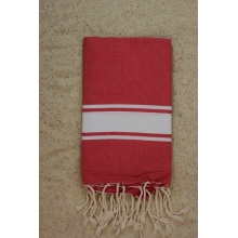 Fouta plate rouge rayures blanches (1x2m)