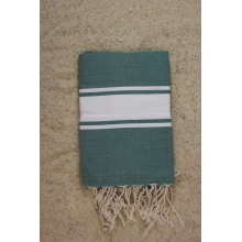 Fouta plate vert "sapin" rayures blanches (1x2m)