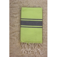 Fouta plate Bicolore vert wasabi rayures grises (1x2m) Exclusivité Mille et une fouta