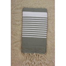 Fouta plate fantaisie vert tilleul rayures blanches (1x2m)