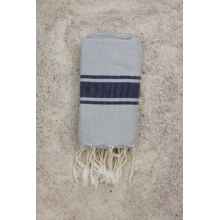 Fouta enfant gris et bleu marine