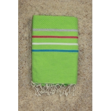 Fouta nid d'abeille Modèle Laura 1x2m Fond vert wasabi, Exclusivité Mille et une fouta