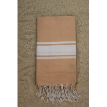 Fouta plate rose saumon clair rayures blanches (1x2m)