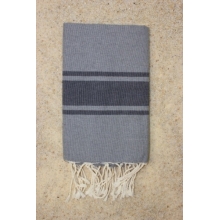 Fouta plate Bicolore gris rayures gris anthracite (1x2m)
 COLORIS-Gris