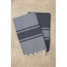 Duo foutas gris anthracite&gris (1x2m) 1 fouta gris anthracite, rayures gris 1 fouta gris, rayures gris anthracite