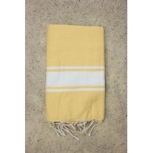 Fouta plate jaune pâle rayures blanches (1x2m)