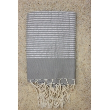 Fouta plate gris clair Rayures lurex argenté (1x2m)