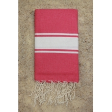 Fouta plate rose "berlingot" rayures blanches (1x2m)