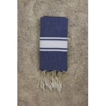 Fouta Enfant plate bleu "jean" rayures blanches (70x140cm)