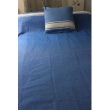 Coffret cadeau chambre enfant bleu couvre-lit enfant bleu breton 1x2m+ housse de coussin bleu breton 40x40cm