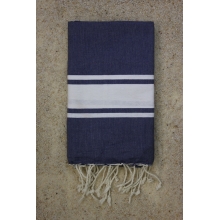 Fouta plate bleu marine rayures blanches (1x2m)