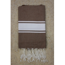 Fouta plate marron rayures blanches (1x2m)