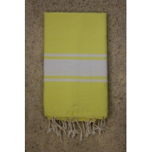 Fouta plate jaune fluo rayures blanches (1x2m)