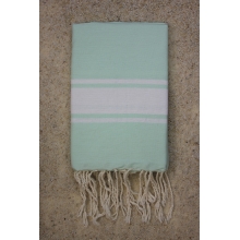 Fouta plate vert pastel rayures blanches (1x2m)
