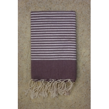 Fouta plate violet rayures lurex argenté (1x2m)