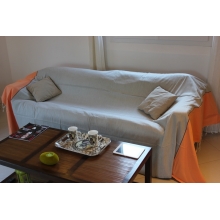 Jetée de canapé 2x3m Mari gris, orange, bleu