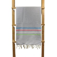 Fouta nid d'abeille modèle Laura gris clair 1x2m