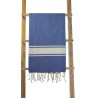 Fouta plate bleu breton rayures blanches (1x2m)