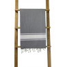 Fouta plate gris foncé rayures blanches