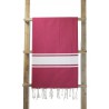 Fouta plate rose fushia rayures blanches (1x2m)