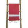 Fouta plate rouge rayures blanches (1x2m)
