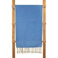 Fouta nid d'abeille unie bleu romantique (1x2m)