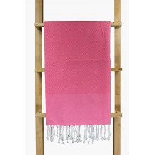 Fouta nid d'abeille unie rose fushia (1x2m)