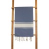 Fouta plate bleu Jeans rayures blanches 1x2m