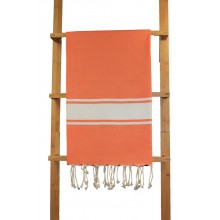 Fouta plate orange rayures blanches (1x2m)