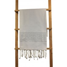 Fouta plate blanche rayures lurex argent