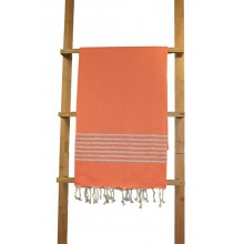 Fouta plate orange rayures lurex argent (1x2m)