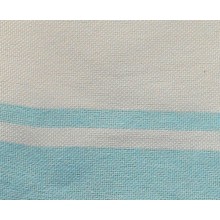 Fouta plate blanc rayures turquoise 1x2m